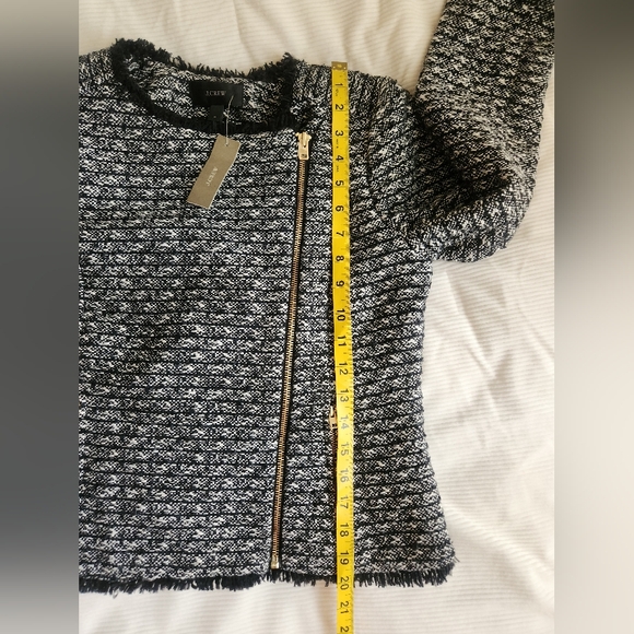 J.crew set woven Tweed Fringe Cropped Jacket/Blazer 4 & skirt 2 navy/off white - Picture 8 of 16